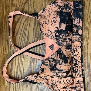 Adidas Graphic Peach and Black Bra